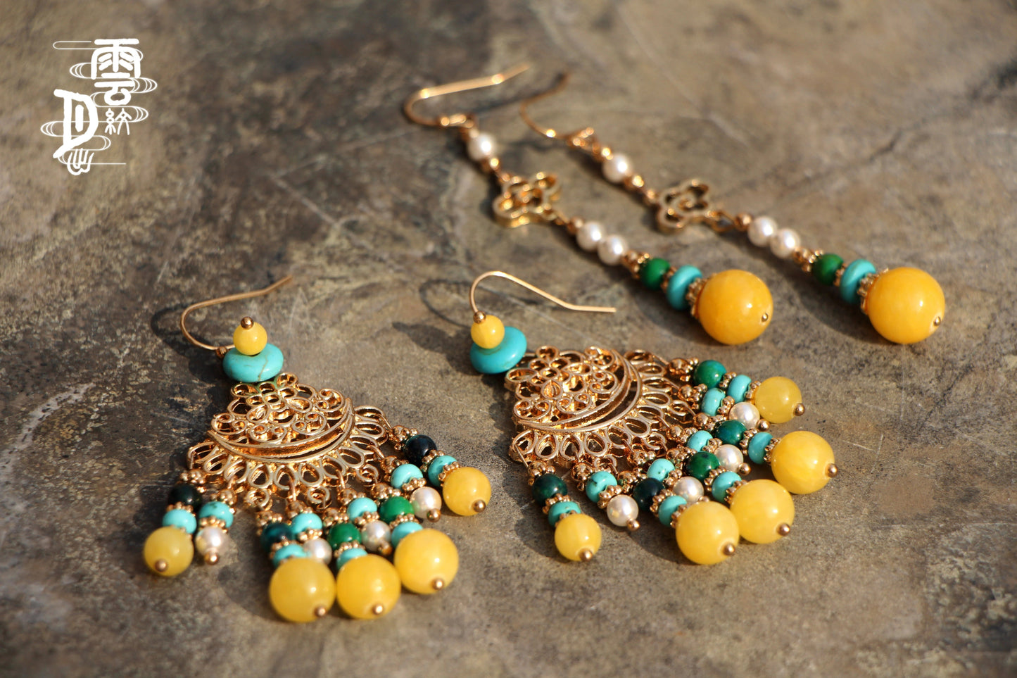 Moire Thousand - Li Landscape Original Beeswax Free Shipping Earrings - Gemtopia