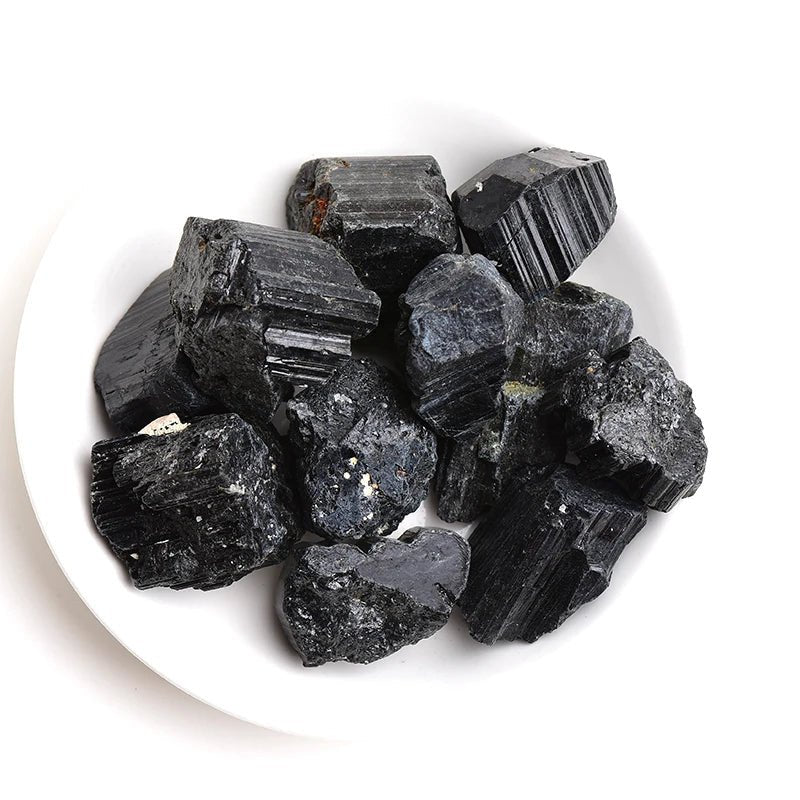 Natural Black Tourmaline Raw OreGem Mineral Specimens Irregular Crystals Redectromagnetic Radiation Deuce Elgaussing Energy Ston - Gemtopia