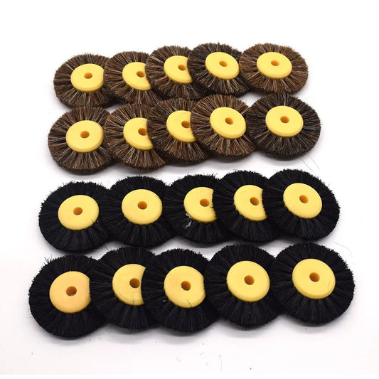 12PCS 55MM Polishing Brush Black Brown Bristle Buffing Abrasive Brush with Yellow Plastic Center Jewelry Tools - Gemtopia