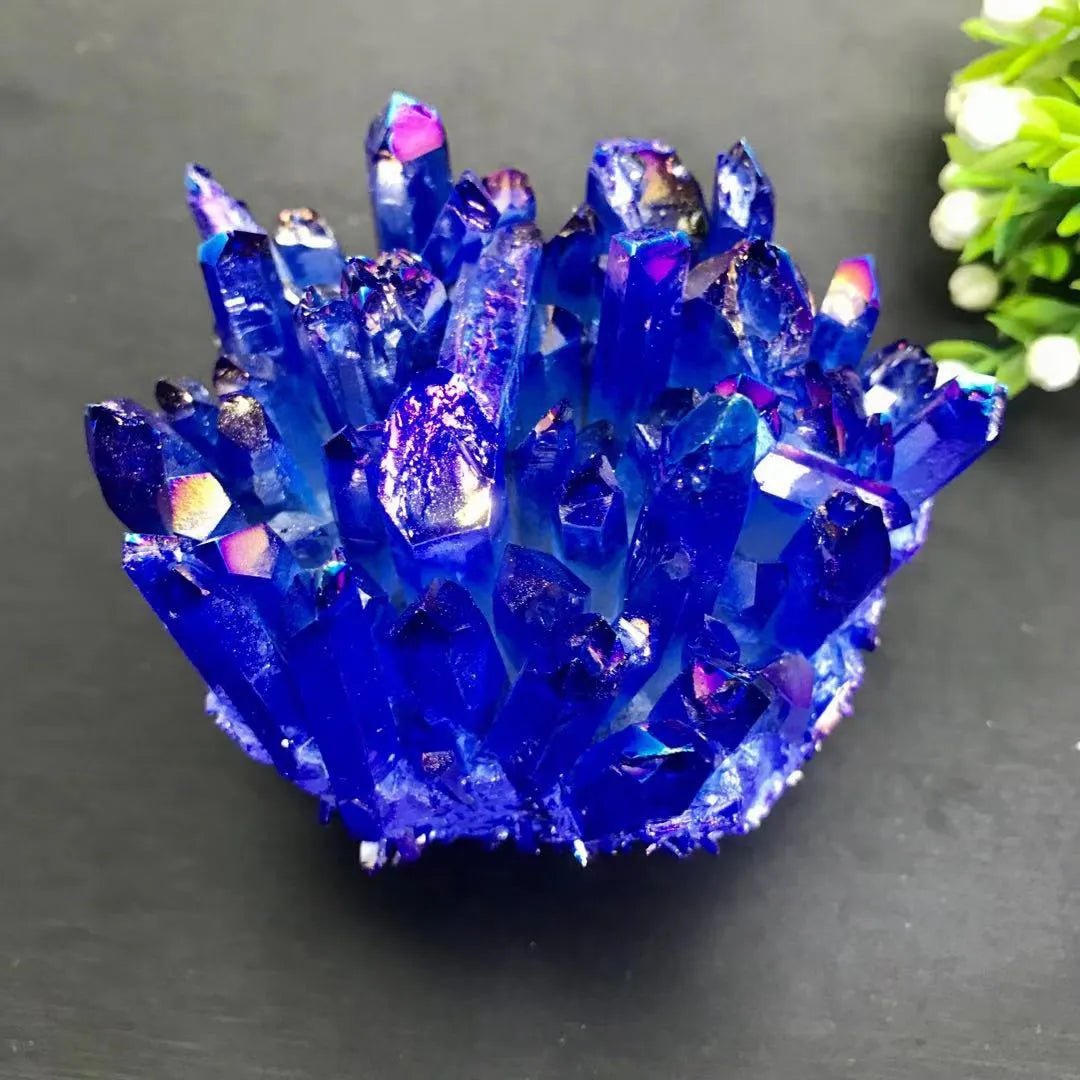 15 - 70g Blue Crystal Geode Electroplated blue Crystal Pillar Energy Healing Mineral Stone Rock Home Decor Geode Amethyst - Gemtopia