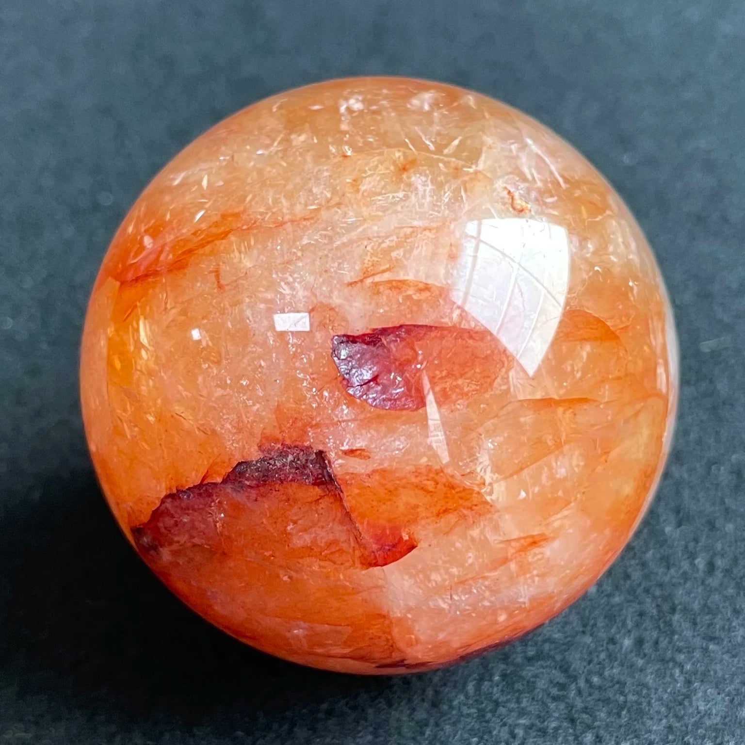 184g Natural Stone Red Clear Quartz Crystal Ball Rainbow Sphere Polished Rock Reiki Healing Z326 - Gemtopia