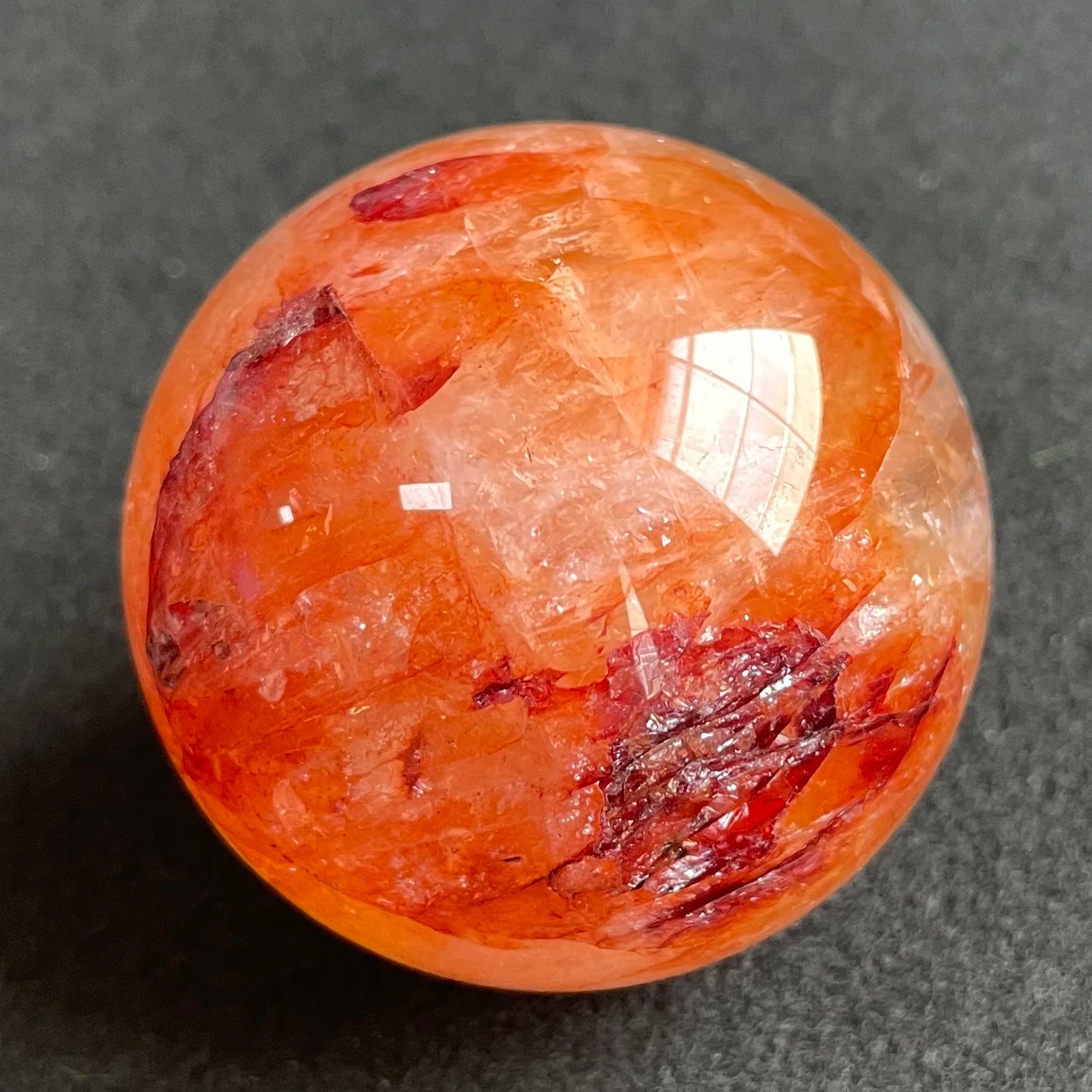 184g Natural Stone Red Clear Quartz Crystal Ball Rainbow Sphere Polished Rock Reiki Healing Z326 - Gemtopia