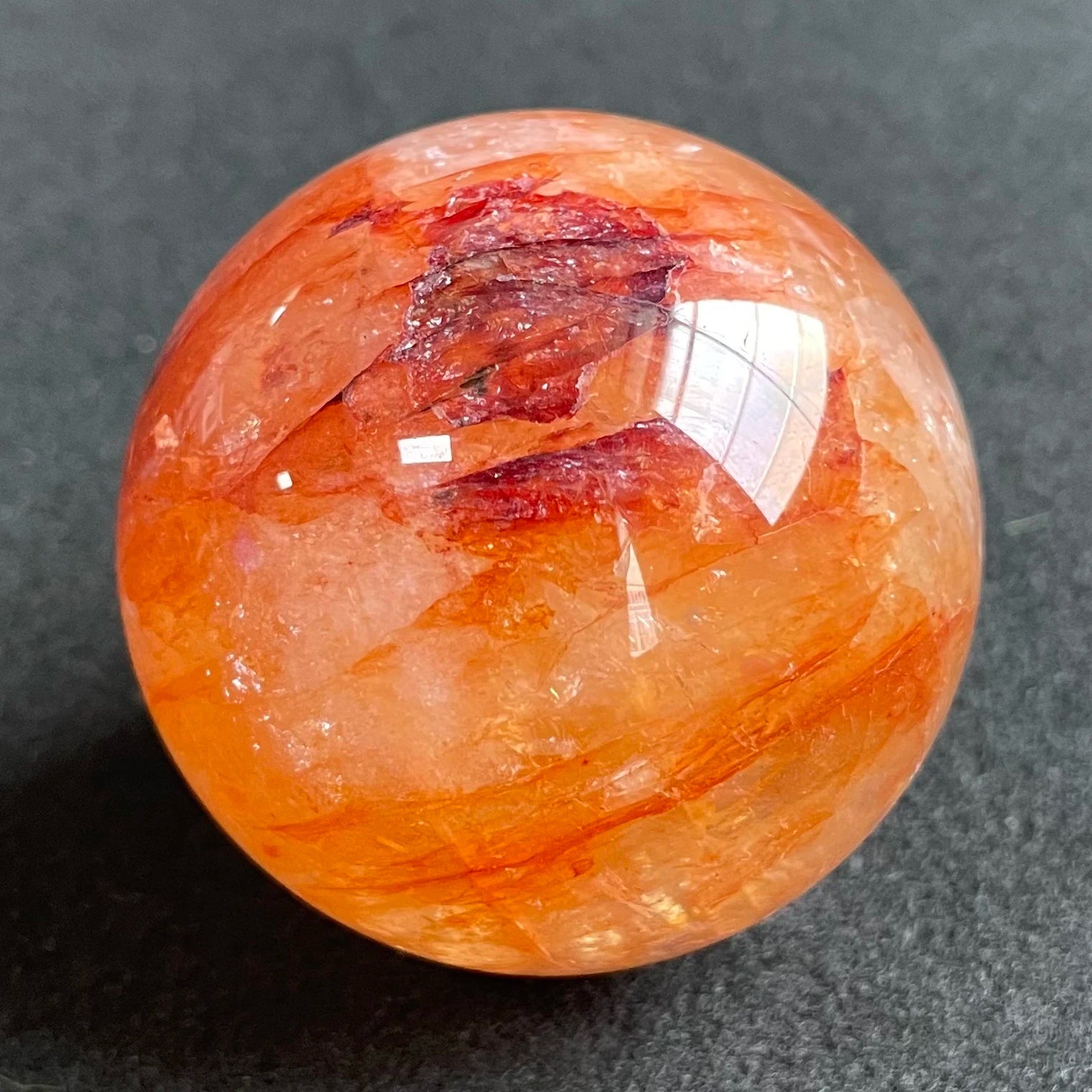 184g Natural Stone Red Clear Quartz Crystal Ball Rainbow Sphere Polished Rock Reiki Healing Z326 - Gemtopia