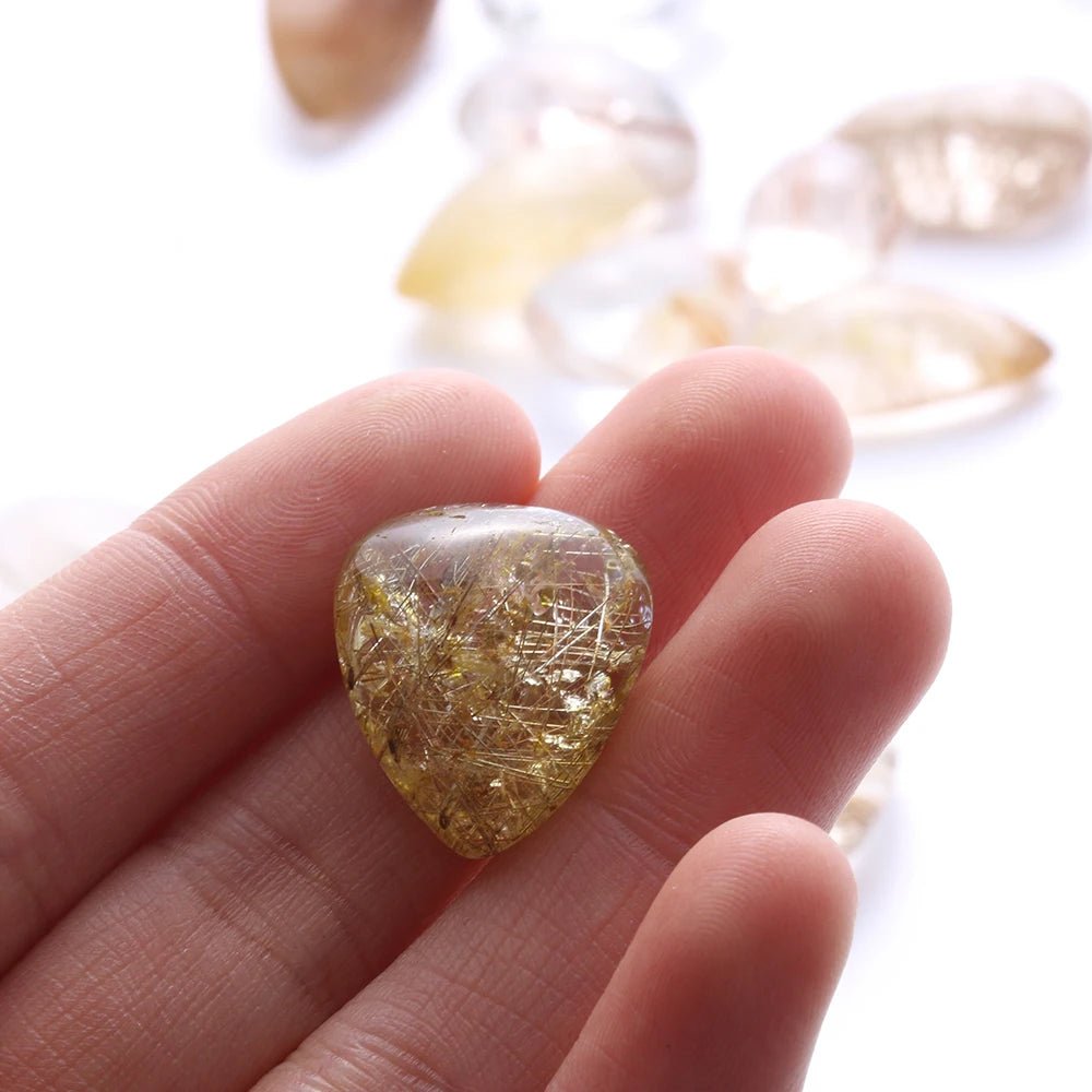 1PC Clear Natural Charming Citrine Yellow Hair Crystal Rutilated Quartz Hairstone Polished Stone Mineral Specimens Home Decor - Gemtopia