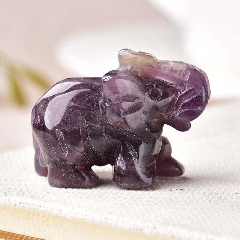 1PC Natural Crystal Amethyst Elephant Obsidian Animals Stone - Gemtopia