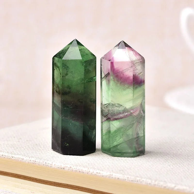 1PC Natural Fluorite Hexagonal Column Crystal Point Healing Wand Mineral Crystal Home Decoration Stone 45 - 55mm Handmade Ornament - Gemtopia