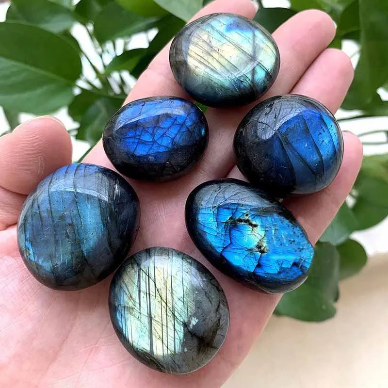 1pc Natural Labradorite Healing Crystals Tumbled Raw Blue Moonstone Massge Palmstone Energy Reiki Quartz Stones Mineral Specimen - Gemtopia