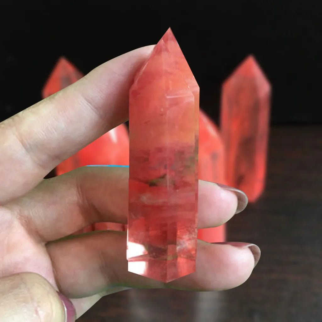 1PC Natural Rare Red Quartz Crystal Single Terminated Wand Point Healing 40 - 50mm Mineral Specimens Collectibles Home Decor Stone - Gemtopia