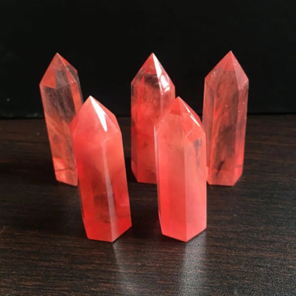 1PC Natural Rare Red Quartz Crystal Single Terminated Wand Point Healing 40 - 50mm Mineral Specimens Collectibles Home Decor Stone - Gemtopia