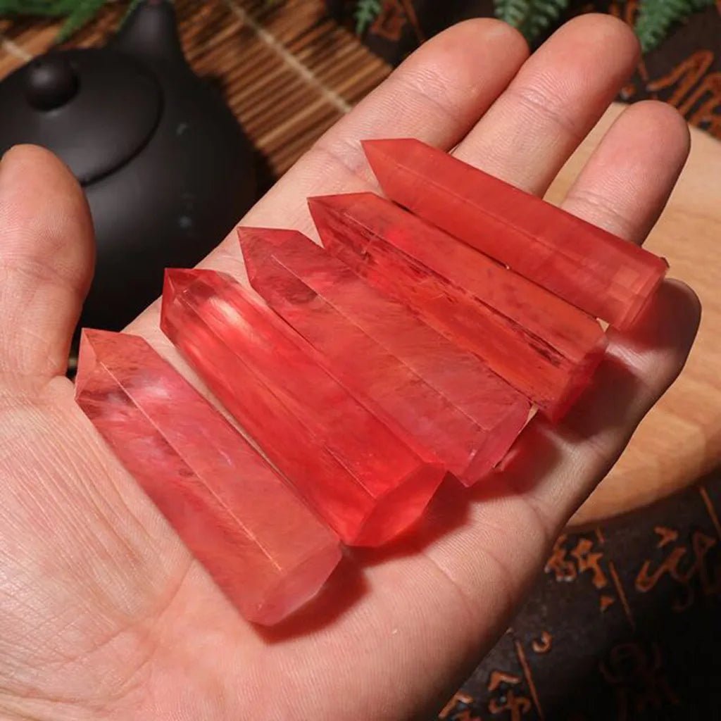 1PC Natural Rare Red Quartz Crystal Single Terminated Wand Point Healing 40 - 50mm Mineral Specimens Collectibles Home Decor Stone - Gemtopia