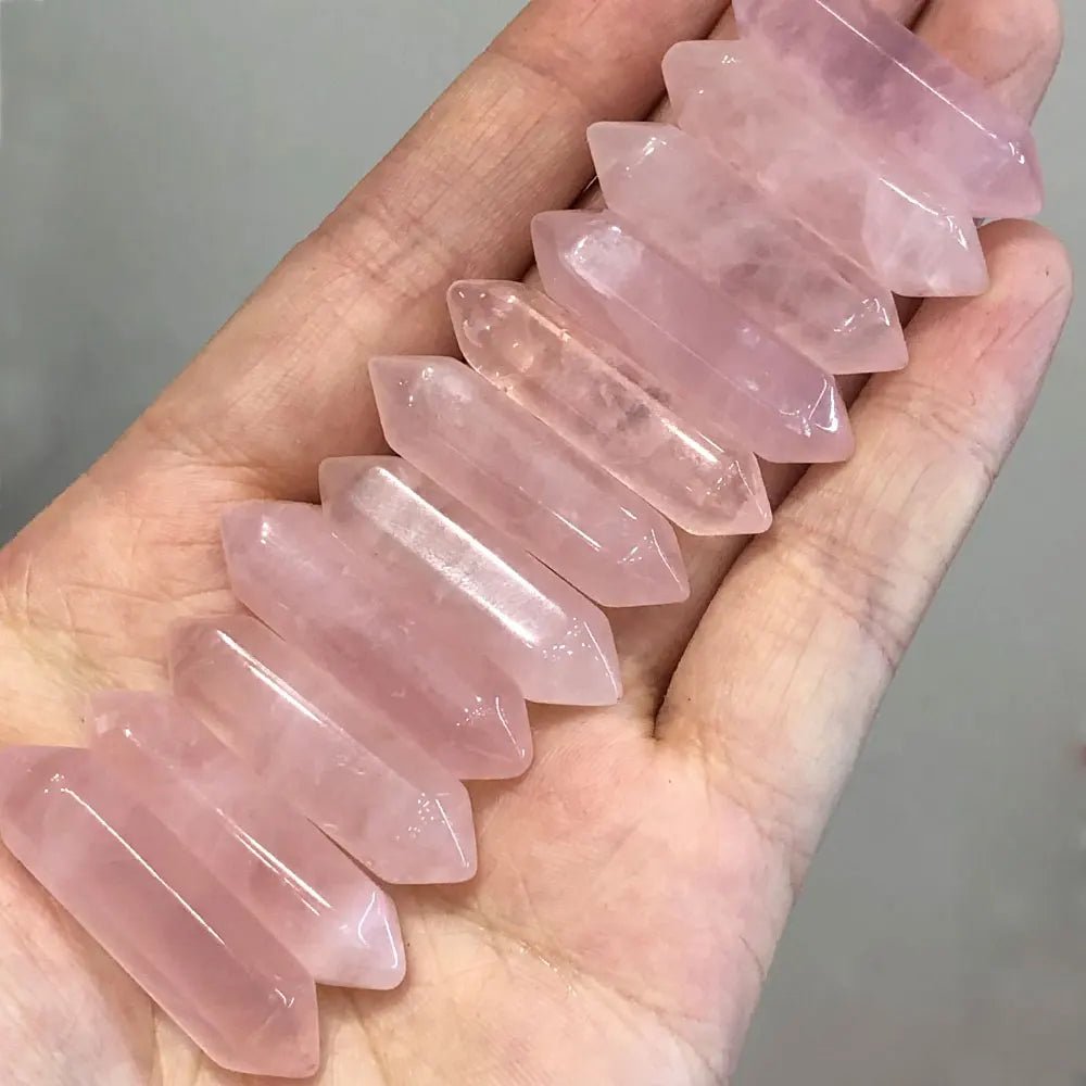 1pc Small Rose Quartz DT Points Wand Hexagonal Crystal Natural Stone Mineral Healing Reiki Home Room Decor DIY for Pendant Gift - Gemtopia