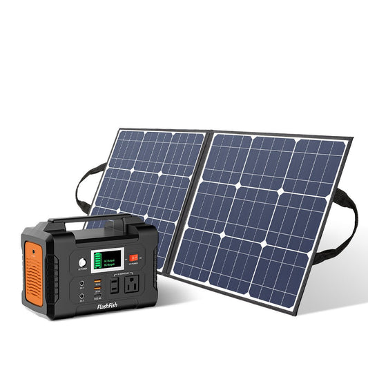 200W Portable Power Station; FlashFish 40800mAh Solar Generator with 50W 18V Portable Solar Panel; Flashfish Foldable Solar Charger with 5V USB 18V DC Output - Gemtopia