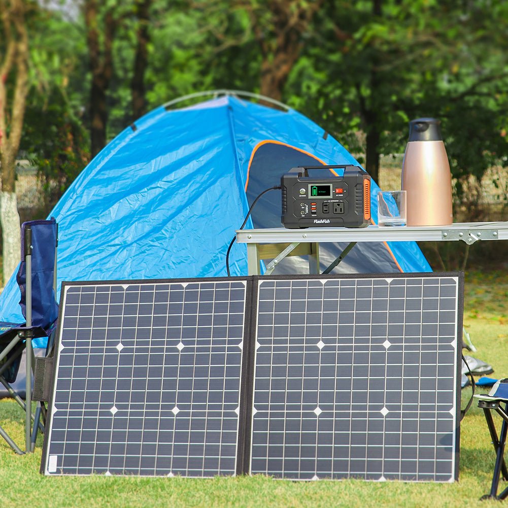 200W Portable Power Station; FlashFish 40800mAh Solar Generator with 50W 18V Portable Solar Panel; Flashfish Foldable Solar Charger with 5V USB 18V DC Output - Gemtopia