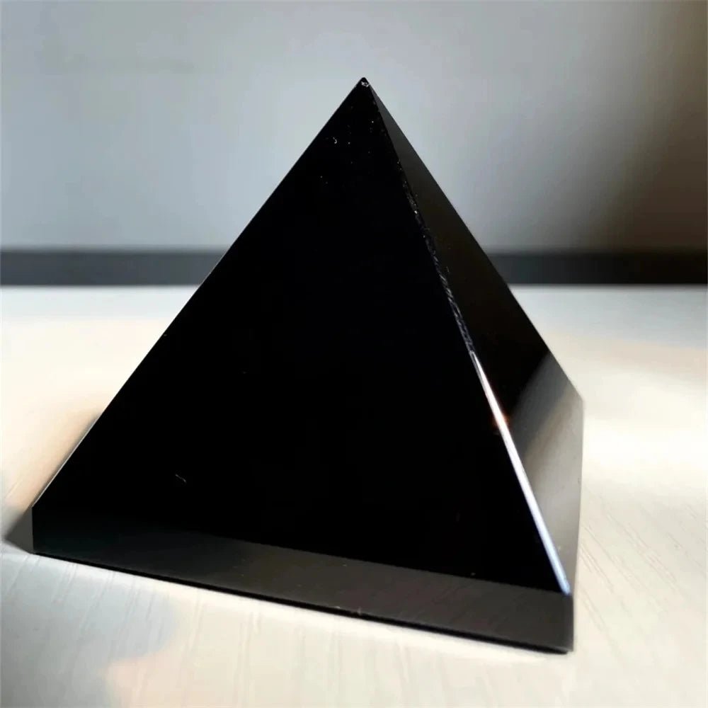 3 - 7cm Natural Obsidian Pyramid Reiki Energy Stone Decorative Tabletop Decoration Living Room Mineral Triangle - Gemtopia