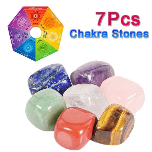 7 Pieces Natural Chakra Tumbled Stone Gemstone Rock Mineral Irregular Crystal Polish Healing Meditation for Feng Shui Decor - Gemtopia