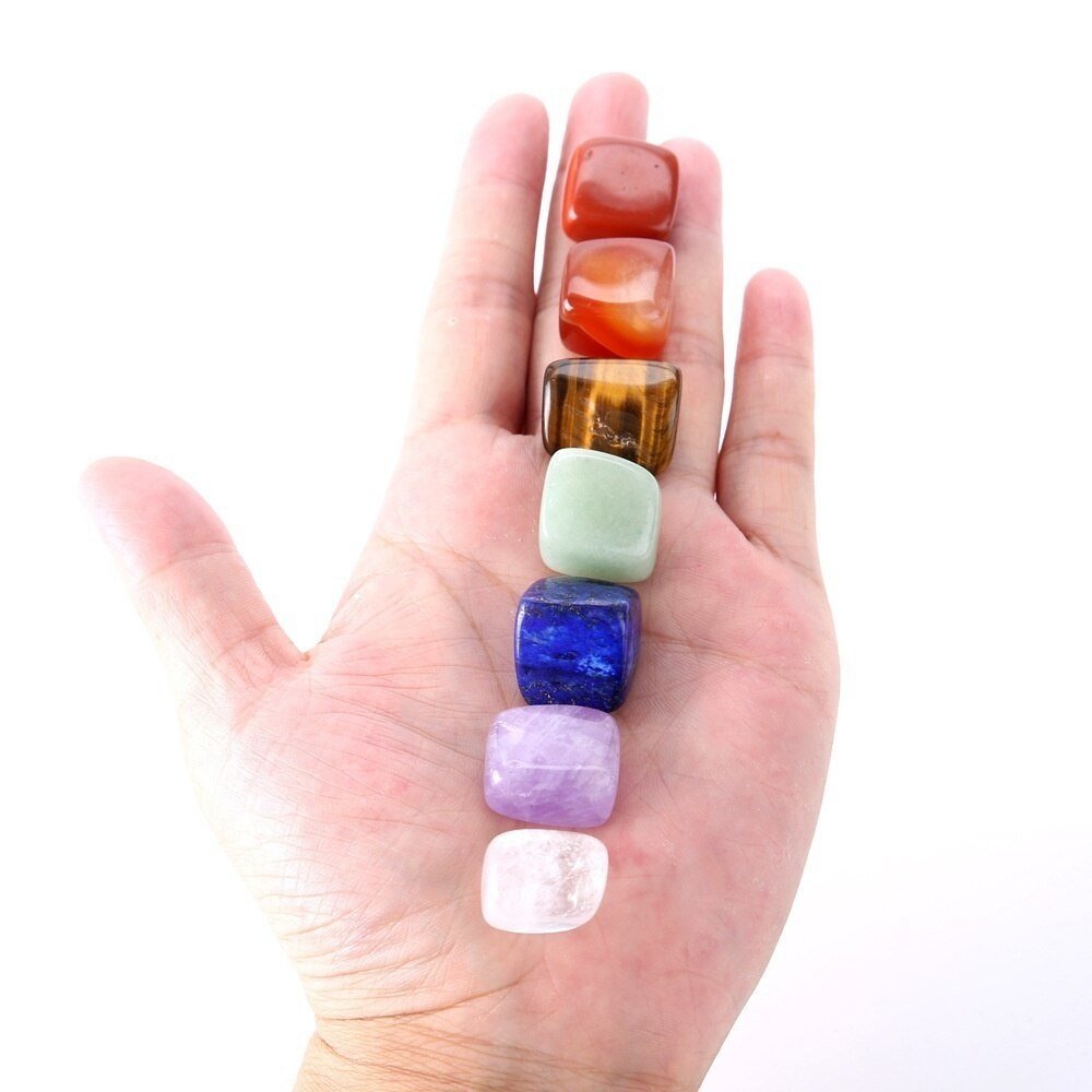 7 Pieces Natural Chakra Tumbled Stone Gemstone Rock Mineral Irregular Crystal Polish Healing Meditation for Feng Shui Decor - Gemtopia