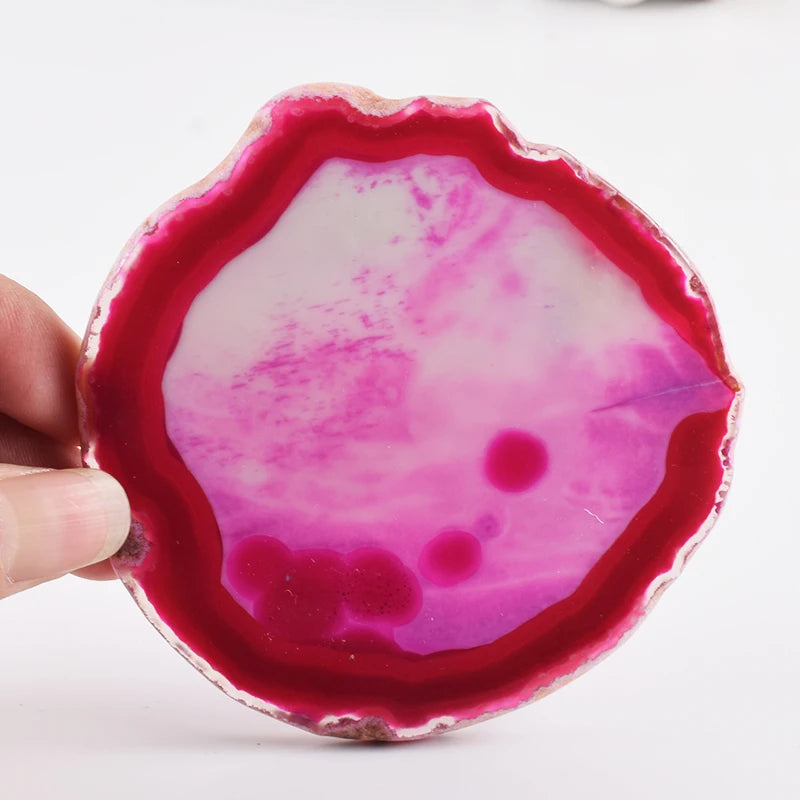 Super Big Natural Agate Slice Gems Crafts Stone Onyx Pad Coaster Cup Mug Glass Hot Beverage Holder Pad Mat Decorative Plates - Gemtopia