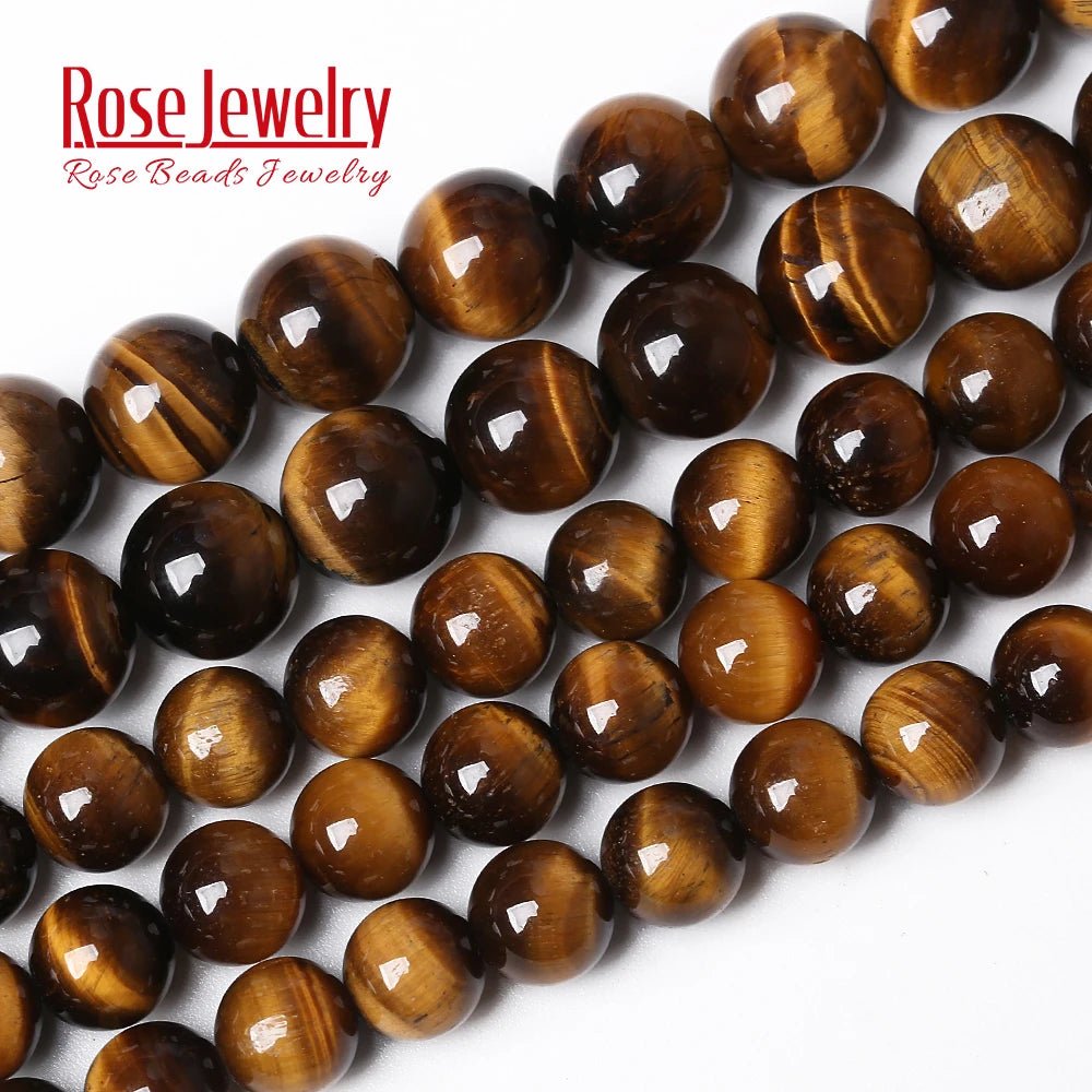 AAAAA Natural Stone Yellow Tiger Eye Round Beads 15" Strand 4 6 8 10 12 14 16 18 20MM Pick Size for Jewelry Making - Gemtopia