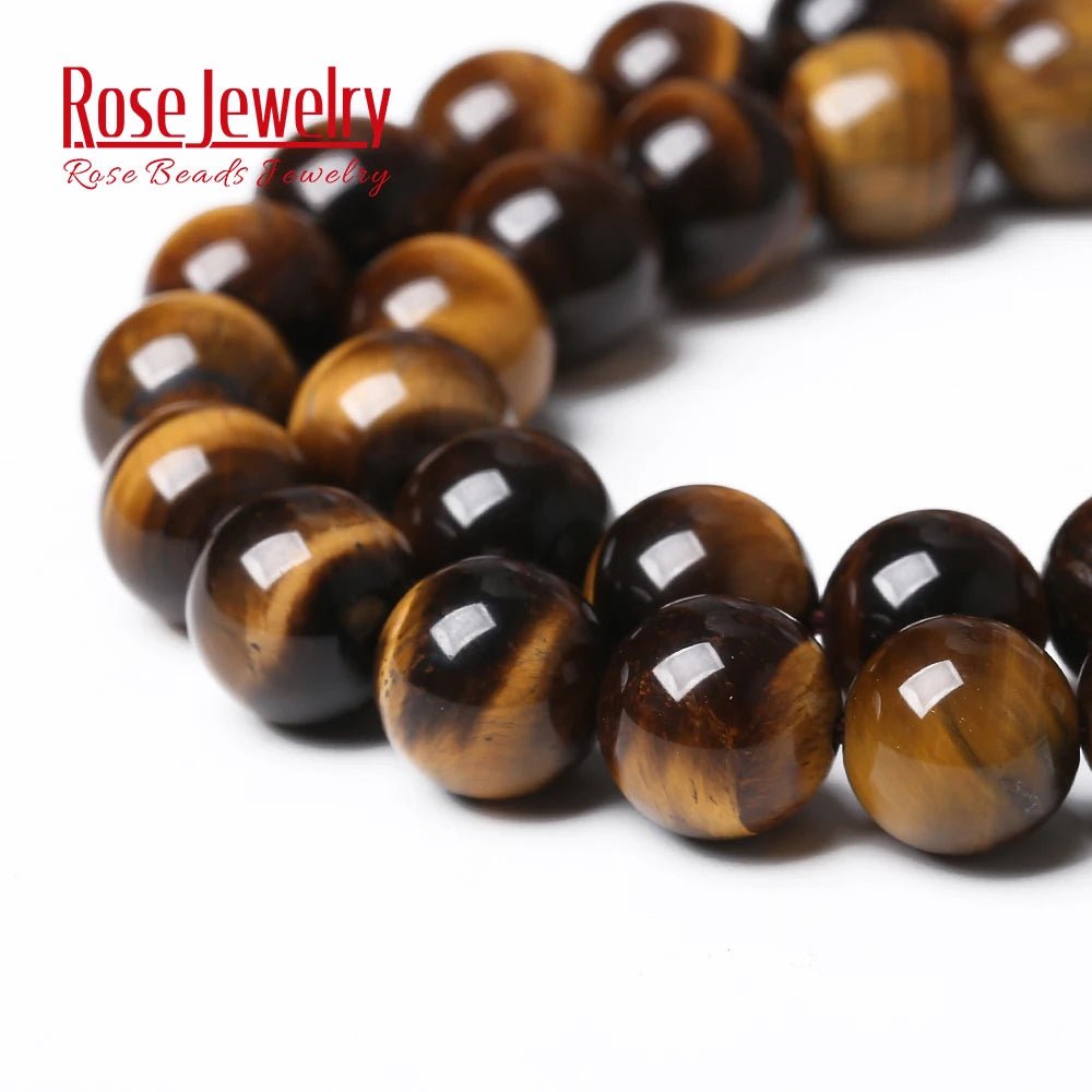 AAAAA Natural Stone Yellow Tiger Eye Round Beads 15" Strand 4 6 8 10 12 14 16 18 20MM Pick Size for Jewelry Making - Gemtopia