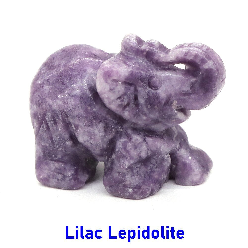 Elephant Statue Natural Gemstone Carved Healing Crystal Amethyst Quartz Animals Figurine Reiki Stones Lucky Decoration Wholesale