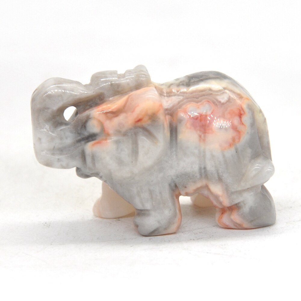 Elephant Statue Natural Gemstone Carved Healing Crystal Amethyst Quartz Animals Figurine Reiki Stones Lucky Decoration Wholesale