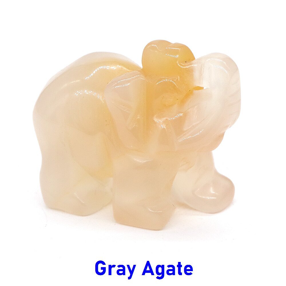 Elephant Statue Natural Gemstone Carved Healing Crystal Amethyst Quartz Animals Figurine Reiki Stones Lucky Decoration Wholesale