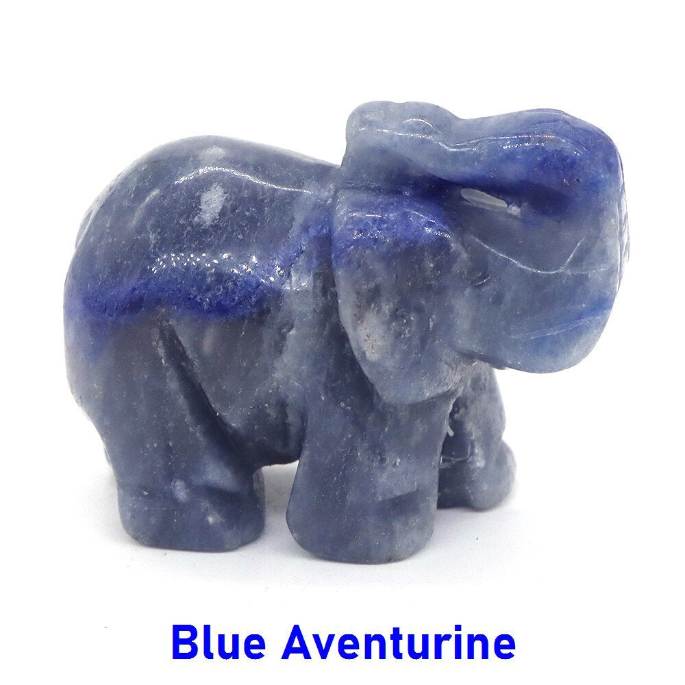 Elephant Statue Natural Gemstone Carved Healing Crystal Amethyst Quartz Animals Figurine Reiki Stones Lucky Decoration Wholesale