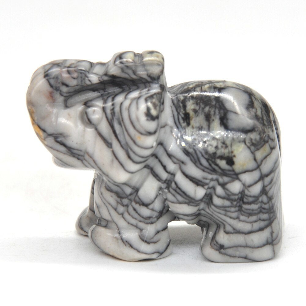 Elephant Statue Natural Gemstone Carved Healing Crystal Amethyst Quartz Animals Figurine Reiki Stones Lucky Decoration Wholesale