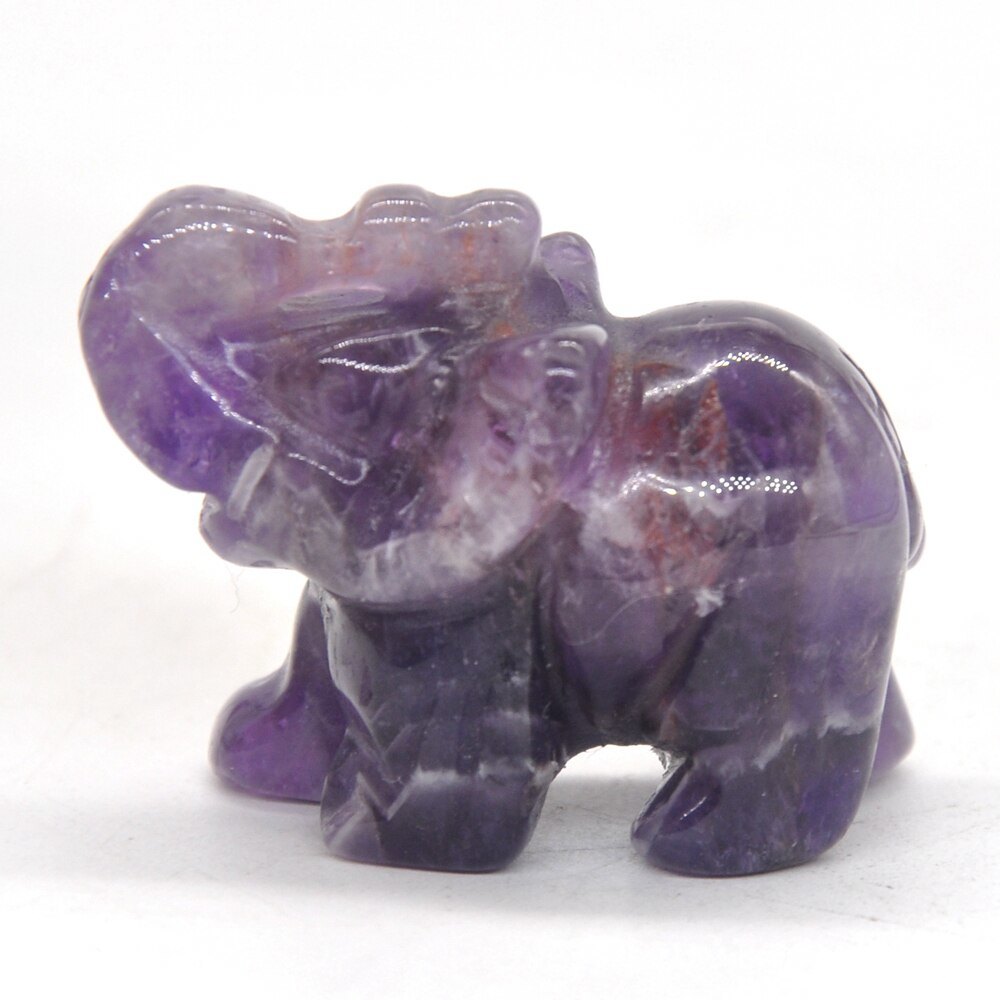 Elephant Statue Natural Gemstone Carved Healing Crystal Amethyst Quartz Animals Figurine Reiki Stones Lucky Decoration Wholesale