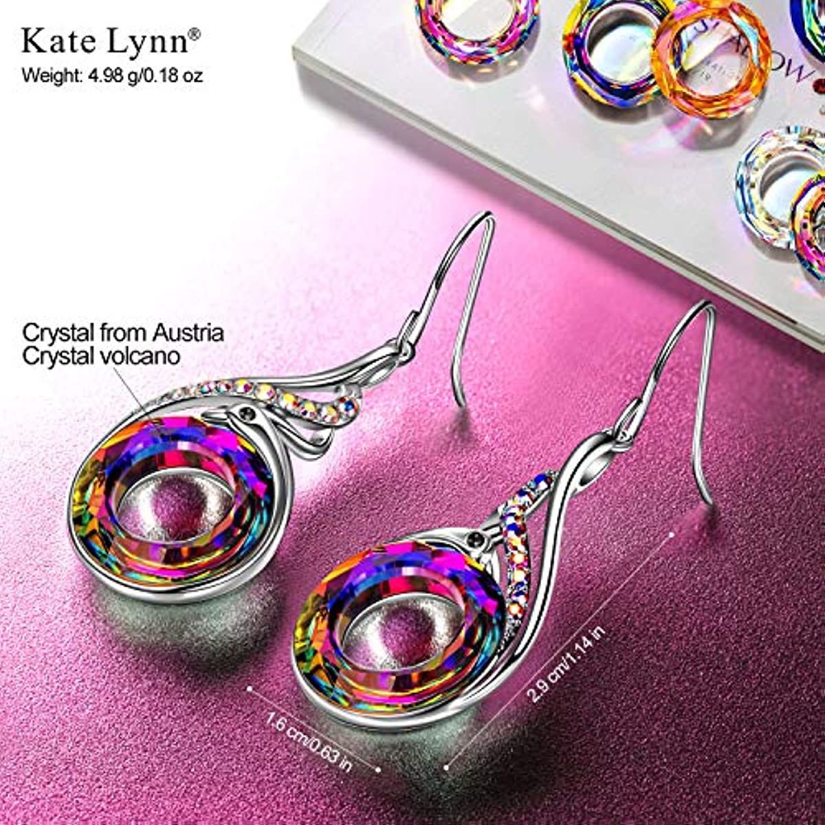 Kate Lynn "Rise From the Ashes" Phoenix Earrings, Sterling Silver Dangle Earrings with Crystals from Austria, Birthday Gift with Jewelry Box, Symbol of Luck and Renewal - Gemtopia