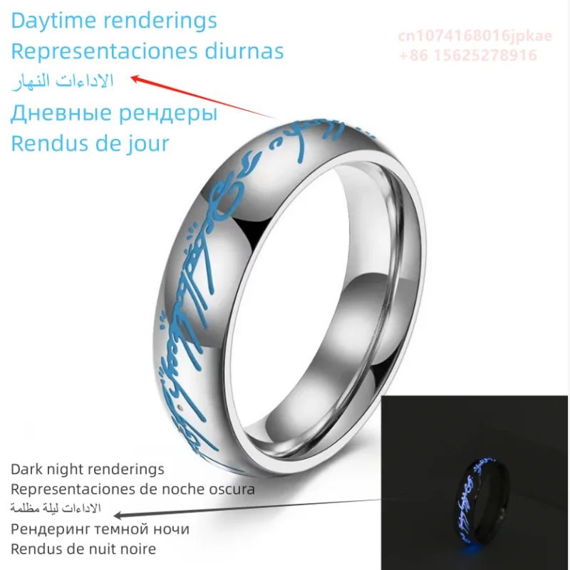 Lord of The Finger Rings Magic Ring High - end Titanium Steel Metal Never Fade Jewelry 3D Stainless Steel Senior Exquisite elvish - Gemtopia