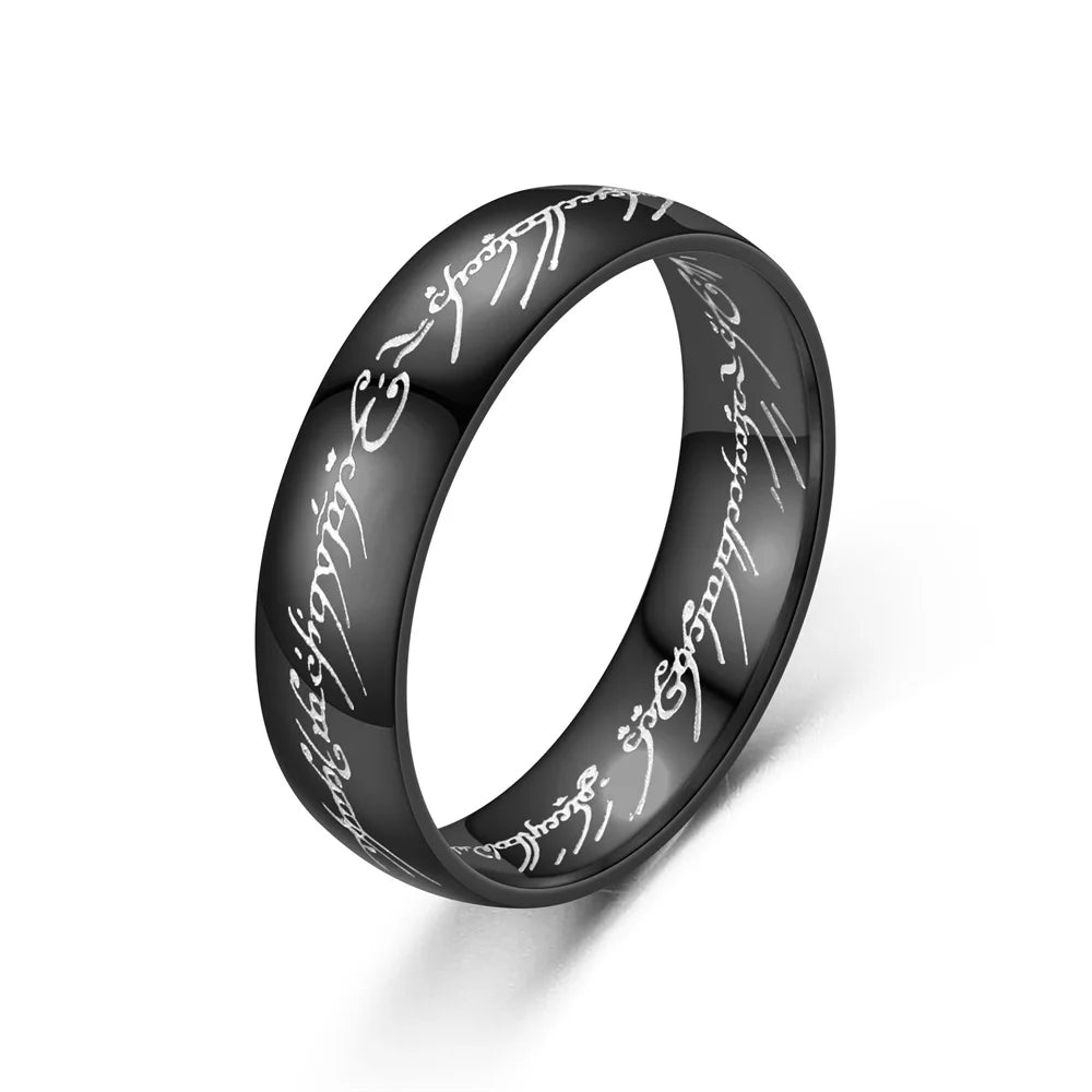 Lord of The Finger Rings Magic Ring High - end Titanium Steel Metal Never Fade Jewelry 3D Stainless Steel Senior Exquisite elvish - Gemtopia