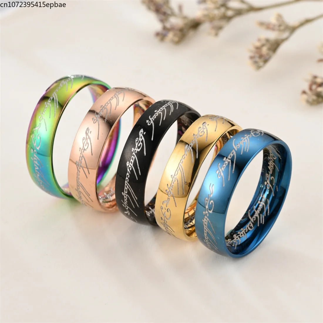 Lord of The Finger Rings Magic Ring High - end Titanium Steel Metal Never Fade Jewelry 3D Stainless Steel Senior Exquisite elvish - Gemtopia