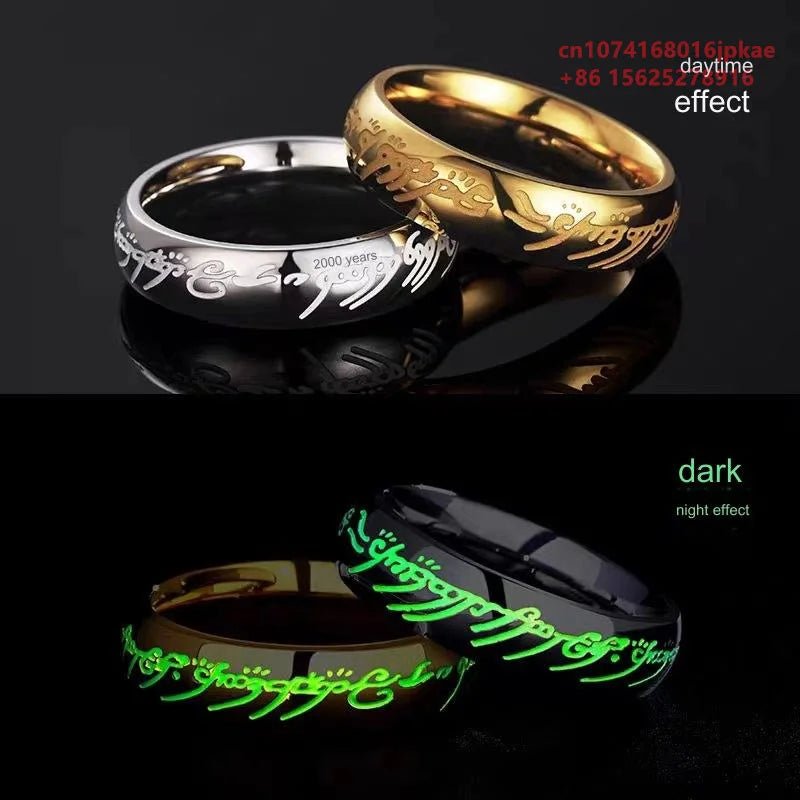 Lord of The Finger Rings Magic Ring High - end Titanium Steel Metal Never Fade Jewelry 3D Stainless Steel Senior Exquisite elvish - Gemtopia