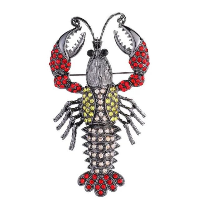 Luxury Marine Life Brooch Pin Pendant Pink Rhinestone Crawfish Swing Tail Costume Clip Accessories Clothes Scarf Gifts - Gemtopia