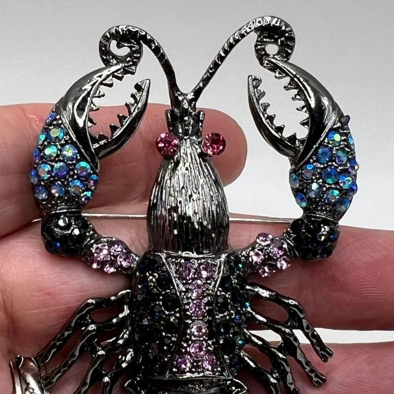 Luxury Marine Life Brooch Pin Pendant Pink Rhinestone Crawfish Swing Tail Costume Clip Accessories Clothes Scarf Gifts - Gemtopia