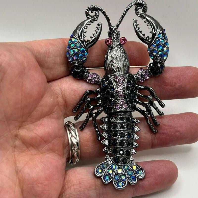 Luxury Marine Life Brooch Pin Pendant Pink Rhinestone Crawfish Swing Tail Costume Clip Accessories Clothes Scarf Gifts - Gemtopia