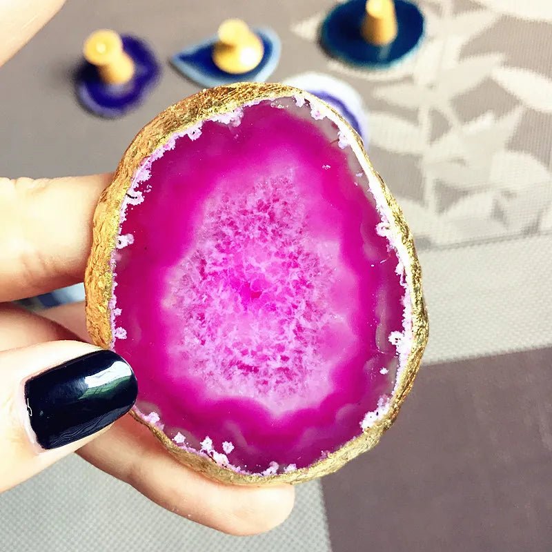 Natural Agate Geode Polished Irregular Crystal Slice Stone DIY Pendant Mineral Home Decoration Healing Crystal Stone Slice Gifts - Gemtopia