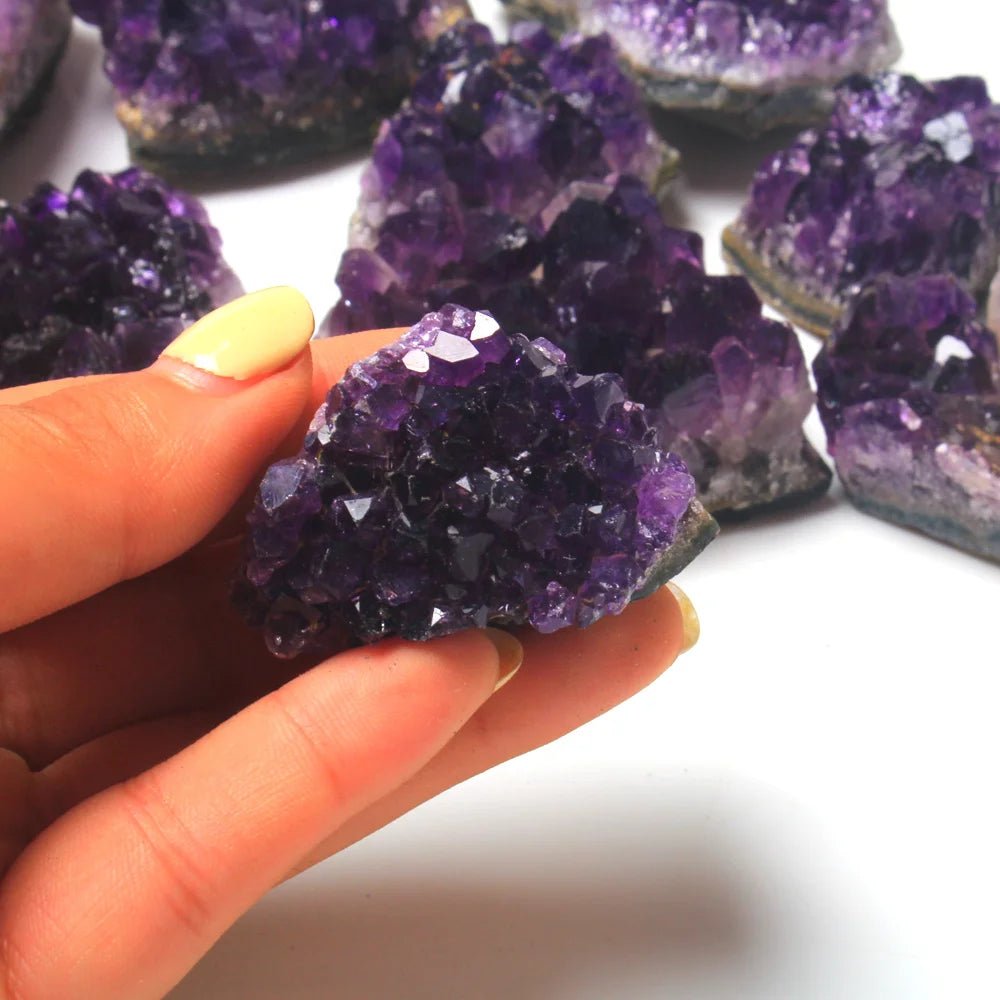 Natural Amethyst ore raw stone Purple Crystals Cluster Druzy Geode Mineral Rock Healing Quartz Point Energy Wand Crafts - Gemtopia