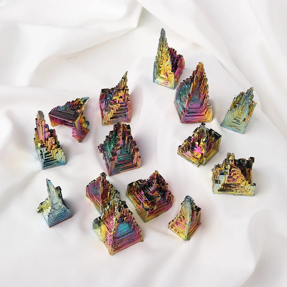 Natural Bismuth Tower Metal Mineral Tower Point Pyramid Stones Gemstone Reiki Healing Meditation Collection Home Decor - Gemtopia