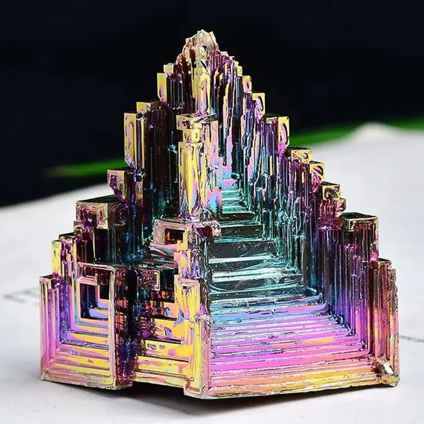 Natural Bismuth Tower Metal Mineral Tower Point Pyramid Stones Gemstone Reiki Healing Meditation Collection Home Decor - Gemtopia