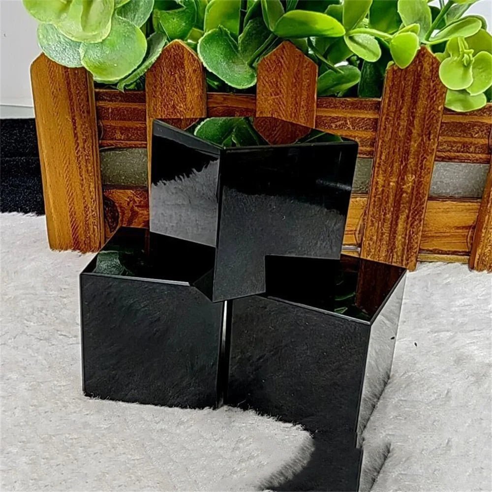 Natural Black Obsidian Quartz Crystal Cube Crystal Stone Polished Specimen Minerals Healing Stone Home Decoration - Gemtopia