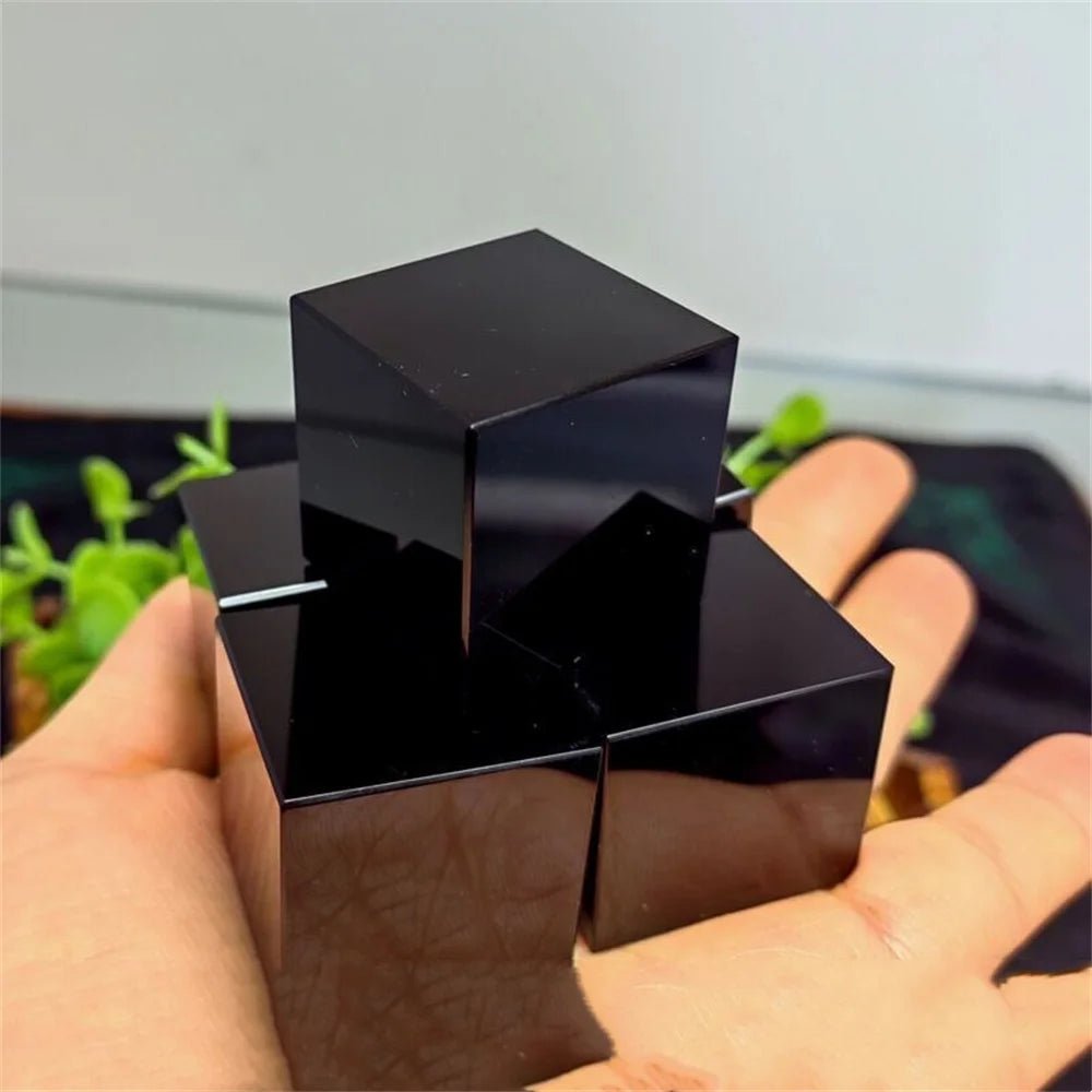 Natural Black Obsidian Quartz Crystal Cube Crystal Stone Polished Specimen Minerals Healing Stone Home Decoration - Gemtopia