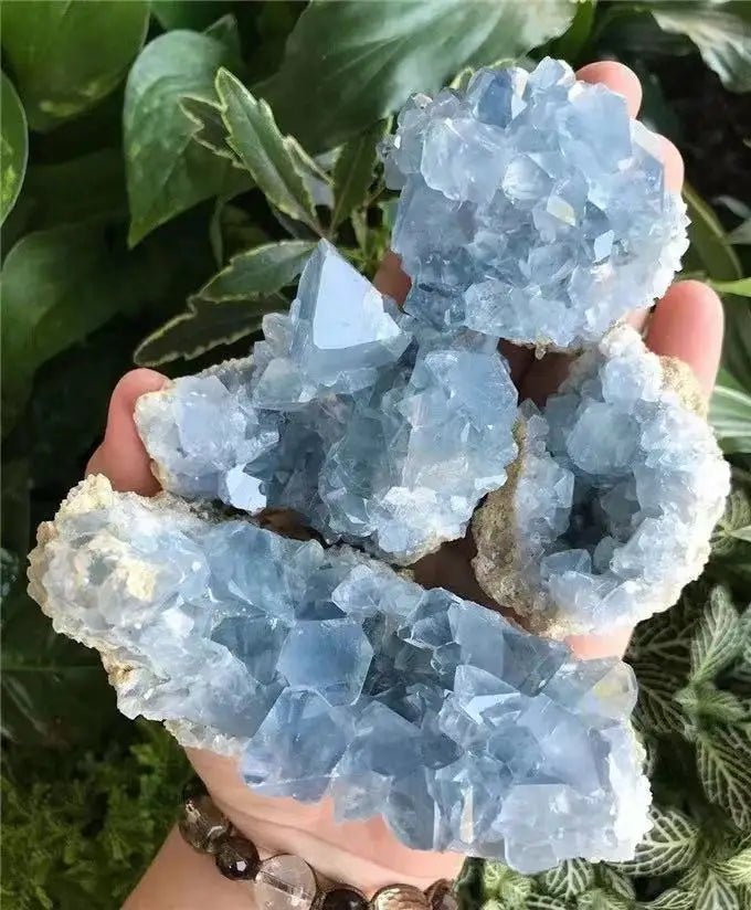 Natural Blue Celestite Crystal Cluster Mineral Specimen For Decoration - Gemtopia