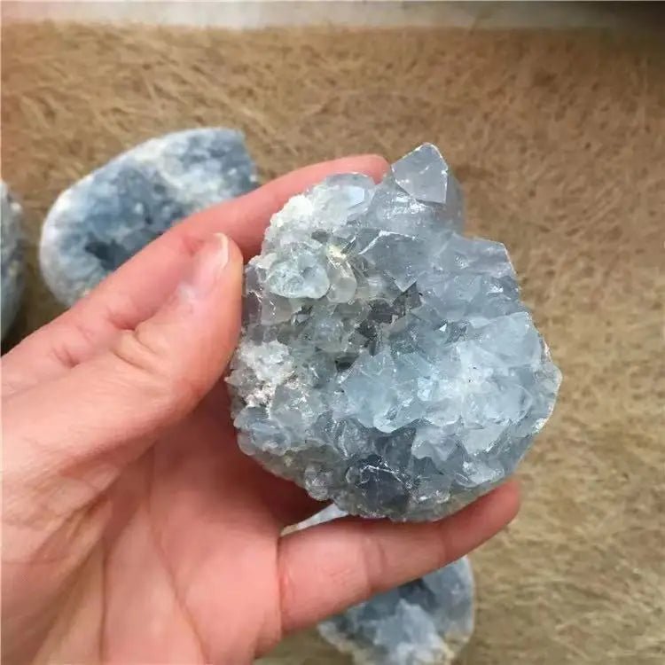 Natural Blue Celestite Crystal Cluster Mineral Specimen For Decoration - Gemtopia