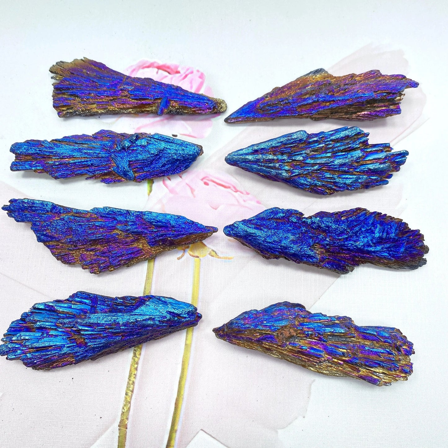 Natural Colorful Tourmaline Electroplated Mineral Rock Stone Titanium Coated Crystal Specimen Healing Home Decor Peacock Feather - Gemtopia