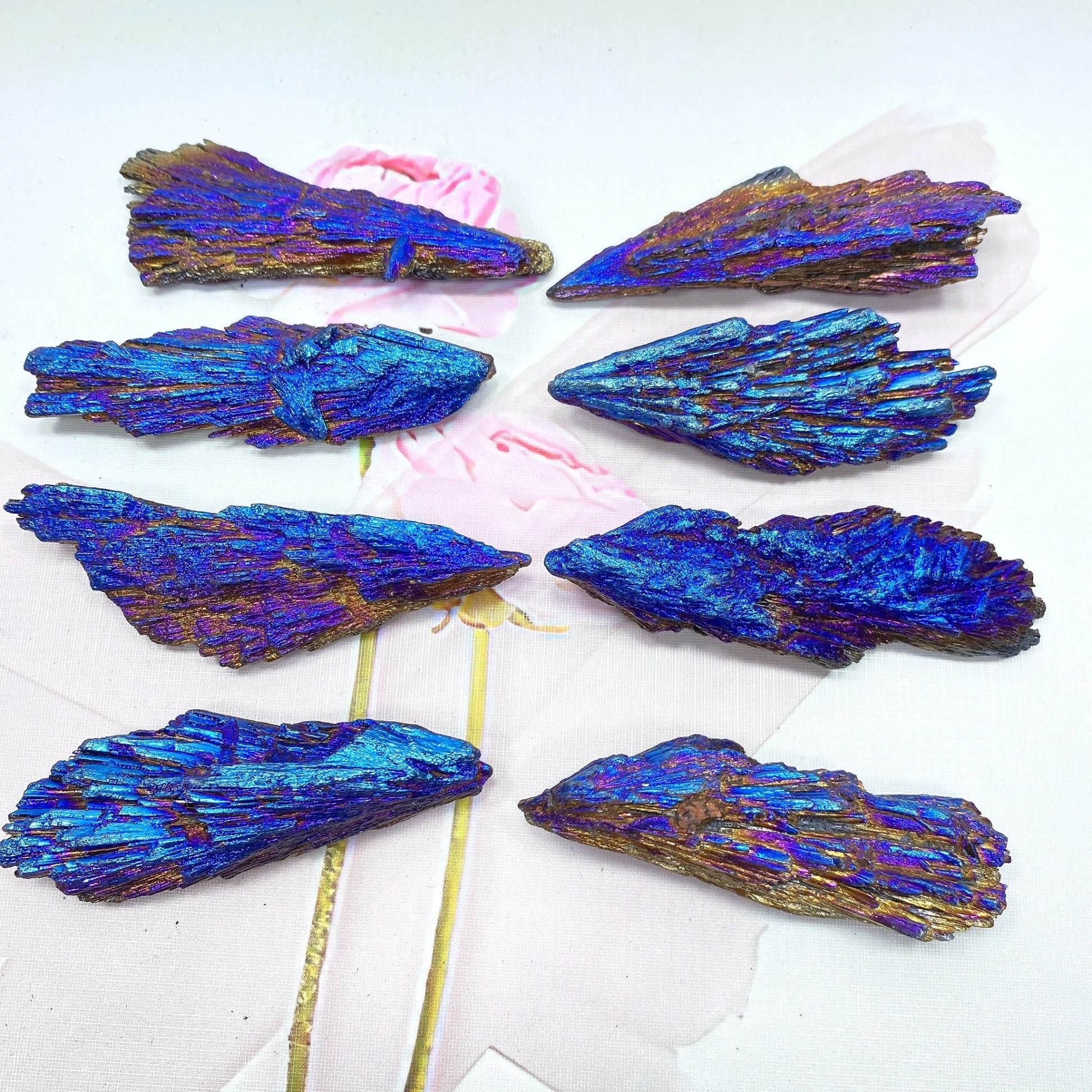 Natural Colorful Tourmaline Electroplated Mineral Rock Stone Titanium Coated Crystal Specimen Healing Home Decor Peacock Feather - Gemtopia