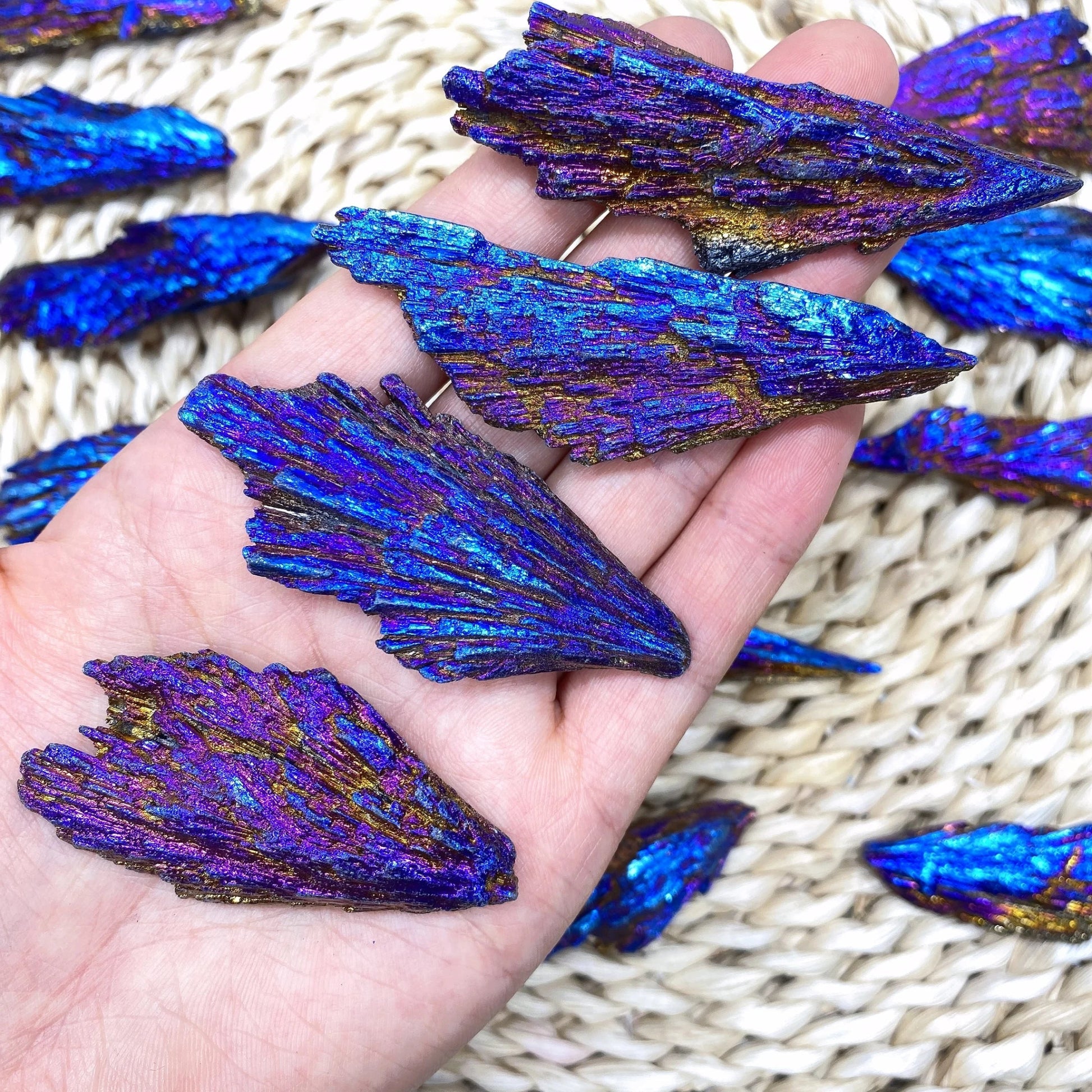 Natural Colorful Tourmaline Electroplated Mineral Rock Stone Titanium Coated Crystal Specimen Healing Home Decor Peacock Feather - Gemtopia