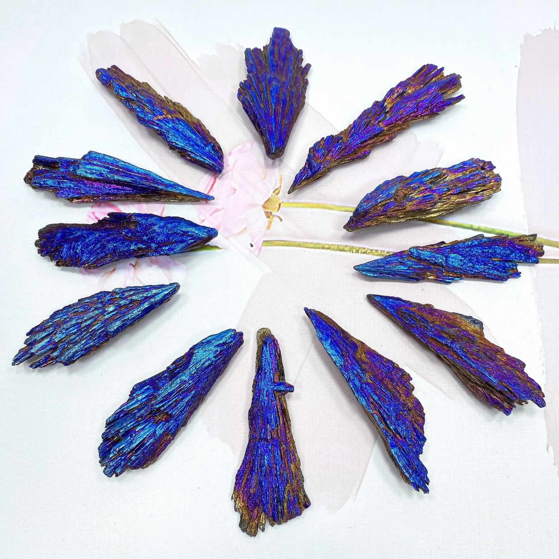 Natural Colorful Tourmaline Electroplated Mineral Rock Stone Titanium Coated Crystal Specimen Healing Home Decor Peacock Feather - Gemtopia