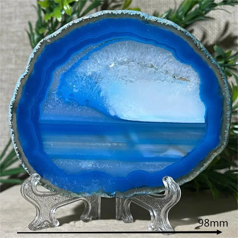 Natural Crystal Agate Slab Gems Wichcraft Minerals Beauty Reiki Home Decoration Gemstone Healing Stone Quartz +Stand - Gemtopia